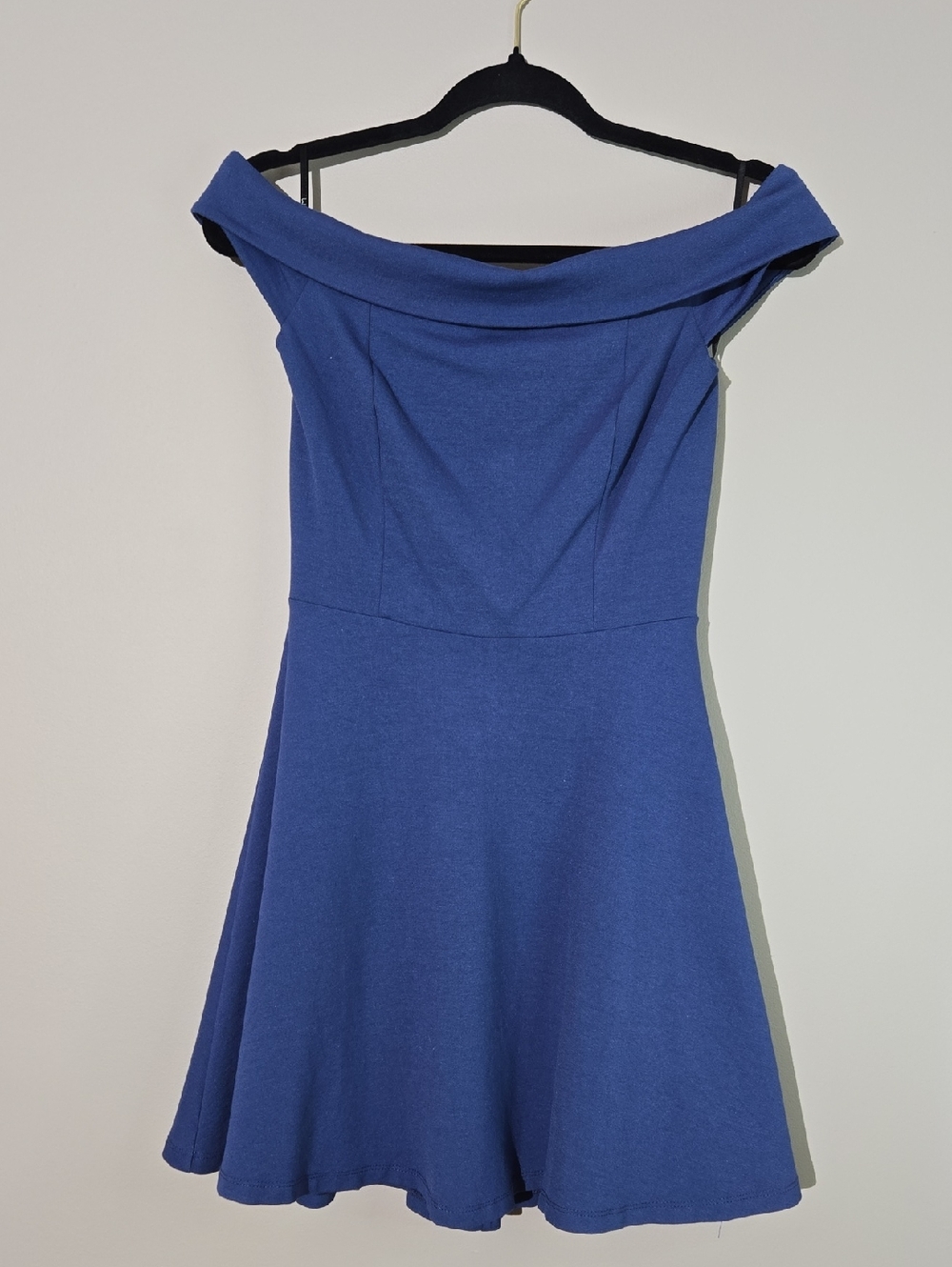 Lulu's Royal Blue Off-Shoulder Fit & Flare Dress